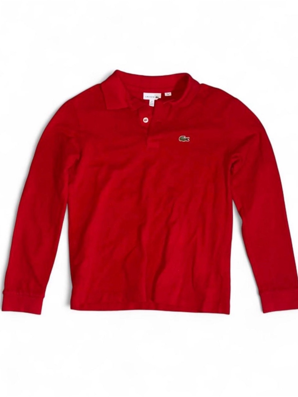 Lacoste Kids Red Long Sleeve Polo with Crocodile Logo